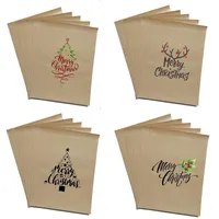 Kerstcadeauzakje Kraft Paper Candy Popcorn Box Coolies Bags Gedrukte traktatie Waterdichte Xmas Party Decorations