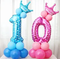 Parti dekorasyonu 1pc 32 inç gül mavisi alüminyum folyo numarası balonlar 0-9 doğum günü düğün nişan dekor globo çocuk topu malzemeleri