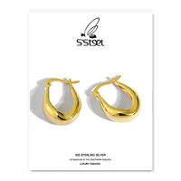 S'Steel koreanska örhängen 925 Sterling Silver Hoop Örhängen för kvinnor U-formade Designer Gold Earings Plata de Ley Smycken Huggie