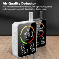 Gas Analyzers Infrared Semiconductor 3in1 CO2 Temperature Humidity Monitoring Device Digital Display Air Quality Detector With Time