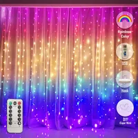 Vorhang-String-Leuchten 3M USB-LED-Festoon-Fenster-Dekorationslampe Fee Girlande Feiertag Weihnachtslicht mit 8 Modi-Fernbedienung