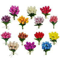 PU tulips artificial flower fake flowers single mini tulip bouquet for wedding table centerpieces decor home party decorative