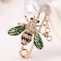 Pines, Broches Crystal Bees Pin para mujer Shiny Hollow Broche Coat Scaf Fashion Jewelry Accessarios de regalo