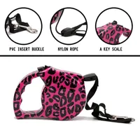 Dog Collar Leashes 5m 40kg Pet Retractable Leash Abs Nylon Stor Medium Automatisk Vandringsledning Traction Rope Leopard Print