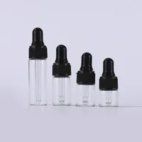 Mini Clear Glass Essential Oil Perfume Bottles 1ml 2ml 3ml 5ml DIY Sample Dropper Bottle With Black White Caps