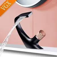 Bathroom Sink Faucets VGX Basin Mixer Bath Faucet Washbasin Taps Cold& Water Tap Brass Copper Art Black Gold Chrome F614-1011