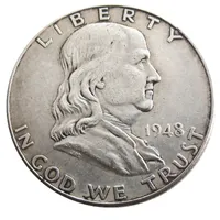 US 1948PD Franklin Half Dollar Craft Silver Plated Copy Coin Brass Ornaments Hem Dekoration Tillbehör