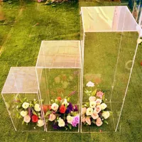 Décoration de fête 3pcs Acrylique Fleur de mariage Stand Aisle Crystal Clair Colonne Colonne Colonne Cadre Route