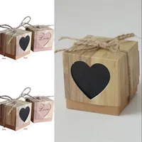 Candy Box Coeur romantique Sac-cadeau Kraft avec jumelage Félin Chic Favores de cadeaux Fournitures OK YAS 179 V2