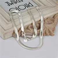 925 Silver Necklace Armband Smycken Set 6mm Flat Soft Snake Chain Fashion Women Mens Bröllop 220209