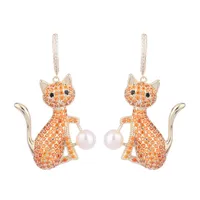 Cute Cat Earrings Micro Pave Cubic Zirconia Luxury Brand Jewelry 2021 Trend Wedding Party Bridal Earings Statement Jewellery