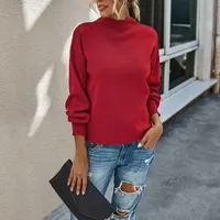 Pulls pour femmes Peonfly Femmes Pull tricoté Pull à manches longues O Col Collier Femme Casual Solide Fashion Pullover Dames Winter rouge violet