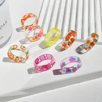Ins Mode frische Früchte transparentes Harz Acryl Ring für Frauen Mädchen Neues Design Erdbeer Zitrone Finger Schmuck Geschenke