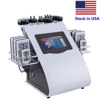 Stock in US Ultrasonic Cavitation Slimming Machine 6in1 Lipo Laser Body Vacuum Radio Frequency Multipolar RF Salon Spa Diode Lipolaser 8 Pads Burning Fat Equipment