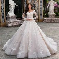 Magnifique robe de mariée à manches longues robes de balle Vestido de NOIVA ABITI DA SPOSA Robes gonflées Hochzeitskleid Mariage