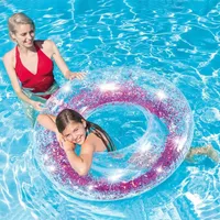Chaleco de vida Chaleco inflable Pool Float Tube Transparente Anillo de natación transparente con coloridos brillos espumosos para niños y adultos gonfiabili