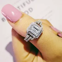 Originele Real 925 Sterling Zilveren Ring Finger Anel Aneis CZ Stone voor Vrouwen Sieraden Pure Wedding Engagement Gepersonaliseerde R2101 X0715