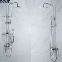 Sistema doccia DQOK Set da bagno rubinetto rubinetto da bagno miscelatore vasca da bagno rubinetto set cascata doccia cromata testa pioggia x0705