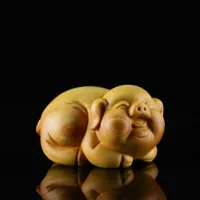 Caixa 4 5 6 cm Lucky Pigs Sculpture Wood Luck Luck Animal Estátua Piggy Home Decor