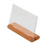 Acrylic Photo Wooden Frame Countertop Clear Acrylic Sign Holders Desk Sign Label Holder Photo Frame Stand Table
