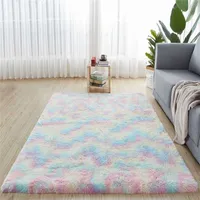 Plush Carpet Living Room Decoration Fluffy Rug Thick Bedroom Carpets Anti-slip Floor Soft Lounge Rugs Solid 220110