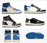 2021 Authentic Jumpman Shoes de baloncesto Travis Scotts X 1 High OG TS SP HOMBRES BAJO ZAPATO MARILLO AZUL 1S Vela Negro Tímido Rosa Zapatillas al aire libre