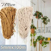 5mmx100m Flätad bomullsrör Twisted Cord DIY Craft Macrame Woven String Home Textil Tillbehör Presentgarn