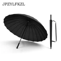 Guarda-chuvas 24k Grandes mulheres guarda-chuva chuva à prova de vento masculino macho vara homens de couro golfe sol parábras colorido cane