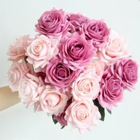 Sıcak Nemlendirici Güller Yapay Çiçek DIY Güller Gelin Buketi Sahte Çiçek Düğün Dekorasyon Parti Ev Dekorları Için Sevgililer Günü WHT0228