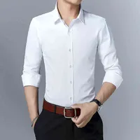 2021 New Cotton Long Sleeve Shirt Solid Slim Fit Male Social Casual Business White Dress Shirt Men Brand Clothing 5XL 6XL 7XL H1210