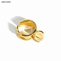 Andywen 100% 925 Sterling Silber Goldmünzen Anhänger Ring Resizierbare Mode Fine Schmuck Rock Punk Juwelen Hochzeit 210608