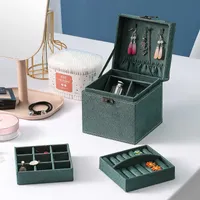 Pudełko do przechowywania biżuterii flaneli Trójwarstwowe Przenośne kolczyki Organizator Pomadki Przechowywanie pojemnik z lustrem może zrobić prezent X0703
