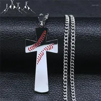 Кулон Ожерелья Большой бейсбол Крест из нержавеющей стали Подвески для мужчин / для женщин Серебряная Цветная цепочка Ювелирные изделия Colleier XH244S05