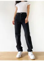 Jeans preto mulher cintura alta 2021 novo streetwear denim calças vintage fêmea lavada casual moda y2k calças