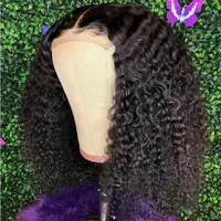 Synthetic Wigs Kinky Curly Cut Short Closure Lace Front For Black WOmen Preplucked With Baby Hair Color Glueless