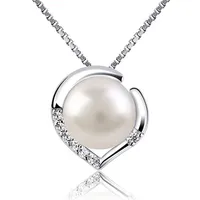 Colgante de perlas de 7mm Collar de plata esterlina de plata esterlina de plata de ley de agua dulce para mujer regalo de aniversario