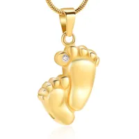 Catene Footprint Cremation Urn Collana pendente per ceneri in acciaio inox mini urne gioielli per il supporto del piede del bambino Keepsake