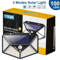 Libot 100 LED 태양 빛 야외 램프 모션 센서 햇빛 거리 랜턴 스포트 라이트 정원 장식