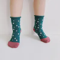 ソックス4/6ペア韓国の子供夏のファッションソリッドドット子供の足首の赤ちゃん男の子女の子のしわのカフクルーソッケンかわいいギフト