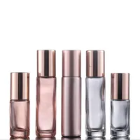 2021 5ml Roll On Perfume Bottle Glass Metal Roller Ball Essential Oil Fragrance Container 10ml Rose Gold