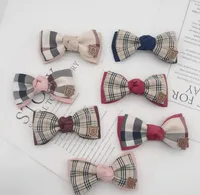 Women Classic Designer Grid Pattern Print Girls Barrettes Double Layer Bowknot Duckbill Clip Letters British style Hair Clips Accessories