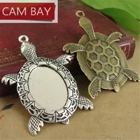 20pcs Fit 25*18MM Vintage Sea Turtle Necklace Pendants Setting Cabochon Cameo Base Tray Bezel Blank DIY Jewelry Findings