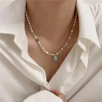 Anhänger Halsketten Ursprung Sommer Fairy Vintage Süßwasser Perlen Halskette Für Frauen Temperament Blume Multicolor Perlen Schmuck