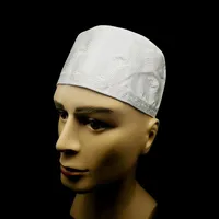 Chapeaux musulmans blancs pour hommes Mode Top Hat Kufi African Tête arabe Kufi Nigérian Traditionnel Cap Vêtements Ethniques doux