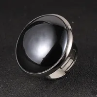 Uomini Donne Top Grade Round Black Hematite Copper Gold Argento Colore regolabile anelli dito anelli retrò in pietra naturale anello di gioielli