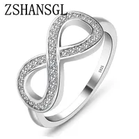 Fashion CZ Infinity Endless Love Claddagh 8 Shape 925 Sterling Silver Ringar för Kvinnor Plata / Argento Fyllda Smycken Anel Feminino