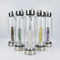 2021 Natural Quartz Gem Glass Water Bottle Direct Drink Crystal Cup 8 Stijlen Wll1296