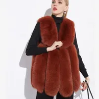 Kvinnors Fur Faux Vinter Mode för Vest Coat Fake Jacka Ärmlös Patchwork Fut WaidCoat Plus Size Kvinna L1319