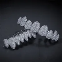 Grillades en or glacé de 14 carats de cristal dents de cristal Dessus Diamant grill