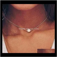 Chicas Simple Gargantilla para Mujeres Linda imitación Perla Bead Druzy Jewelry SS0H5 Collares C28WT